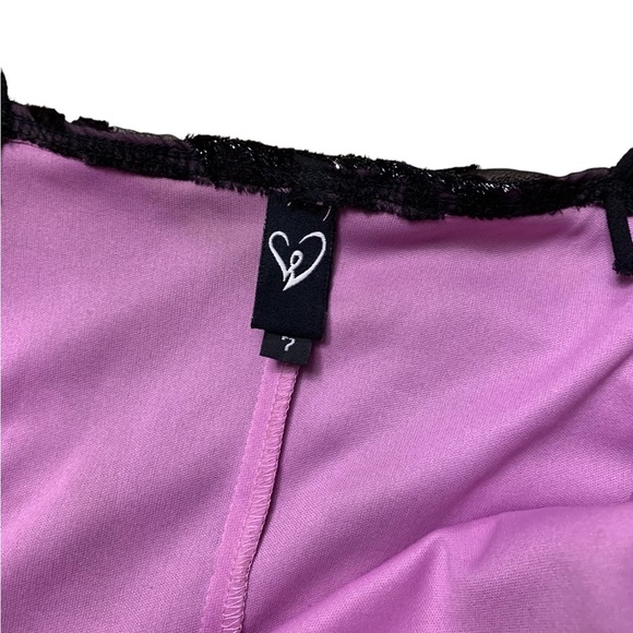 Windsor | Y2K Long Ruffle Bottom Dress Juniors Size 7 Black Purple Pink - Picture 9 of 10